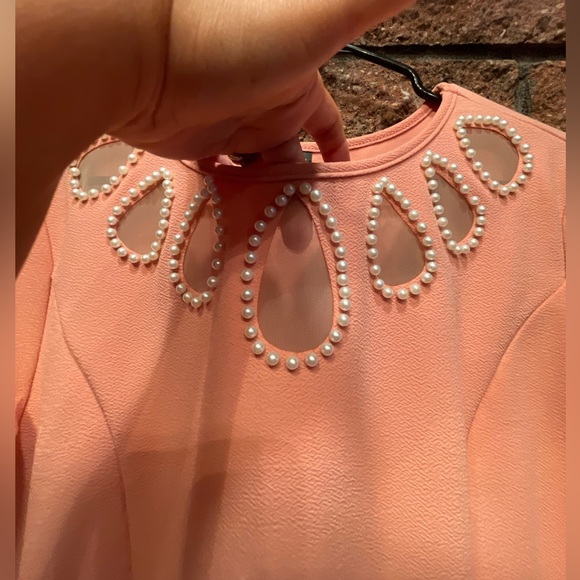 SHEIN Curve Women Pullover Dress Dusty Rose & Ivory Pearl detail Around Neck 0XL - Picture 3 of 16